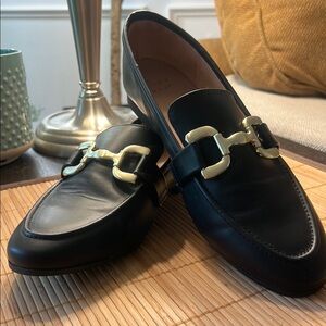 A New Day Black Loafers with Gold Buckle